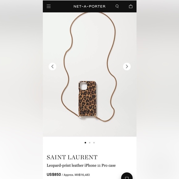 Saint Laurent Leopard-print leather iPhone 11 Pro chained crossbody case NWB - Picture 4 of 8